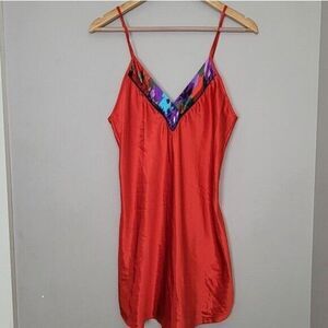 Vintage Y2K Lucie Ann II Lingerie Red Slip Nightie Dress M